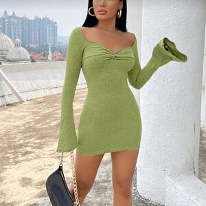 SHEIN Green Off-Shoulder Mini Dress